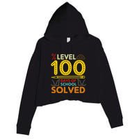 Level 100 Days Of School Solved Math Teacher Students Crop Fleece Hoodie
