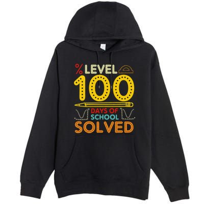 Level 100 Days Of School Solved Math Teacher Students Premium Pullover Hoodie