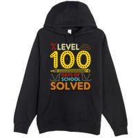 Level 100 Days Of School Solved Math Teacher Students Premium Pullover Hoodie
