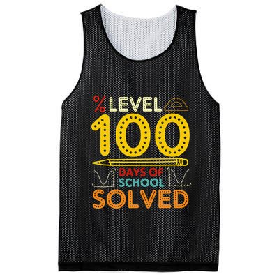 Level 100 Days Of School Solved Math Teacher Students Mesh Reversible Basketball Jersey Tank