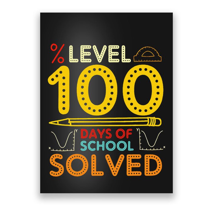 Level 100 Days Of School Solved Math Teacher Students Poster