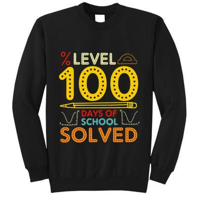 Level 100 Days Of School Solved Math Teacher Students Tall Sweatshirt