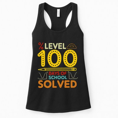 Level 100 Days Of School Solved Math Teacher Students Womens Tank Top