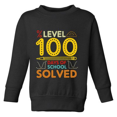 Level 100 Days Of School Solved Math Teacher Students Toddler Sweatshirt