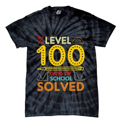 Level 100 Days Of School Solved Math Teacher Students Tie-Dye T-Shirt