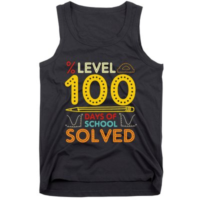 Level 100 Days Of School Solved Math Teacher Students Tank Top