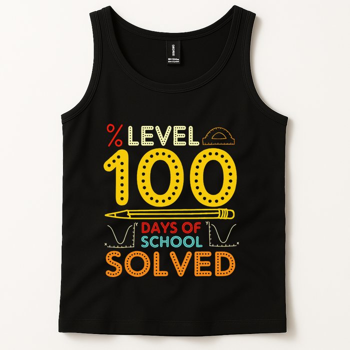 Level 100 Days Of School Solved Math Teacher Students Tank Top