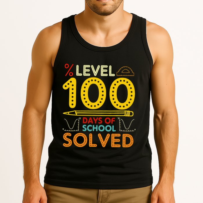 Level 100 Days Of School Solved Math Teacher Students Tank Top