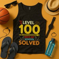 Level 100 Days Of School Solved Math Teacher Students Tank Top