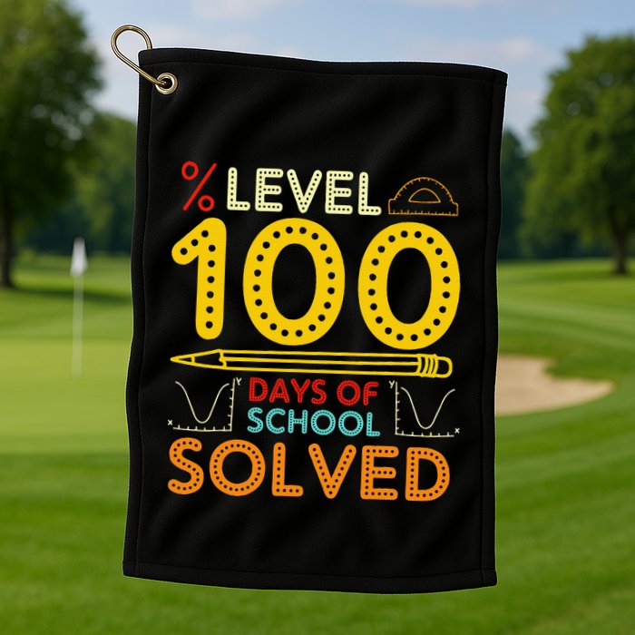 Level 100 Days Of School Solved Math Teacher Students Golf Towel