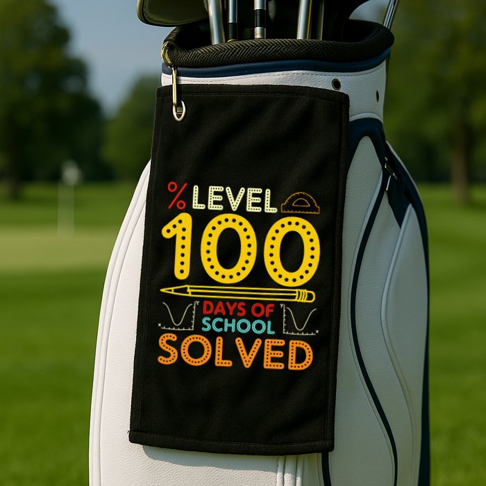 Level 100 Days Of School Solved Math Teacher Students Golf Towel
