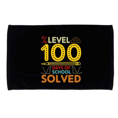 Level 100 Days Of School Solved Math Teacher Students Microfiber Hand Towel