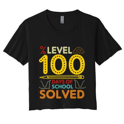 Level 100 Days Of School Solved Math Teacher Students Crop Top