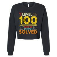 Level 100 Days Of School Solved Math Teacher Students Cropped Pullover Crew