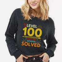 Level 100 Days Of School Solved Math Teacher Students Cropped Pullover Crew