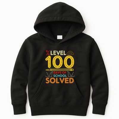Level 100 Days Of School Solved Math Teacher Students Kids Hoodie