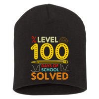 Level 100 Days Of School Solved Math Teacher Students Short Acrylic Beanie