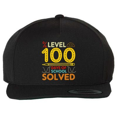 Level 100 Days Of School Solved Math Teacher Students Wool Snapback Cap