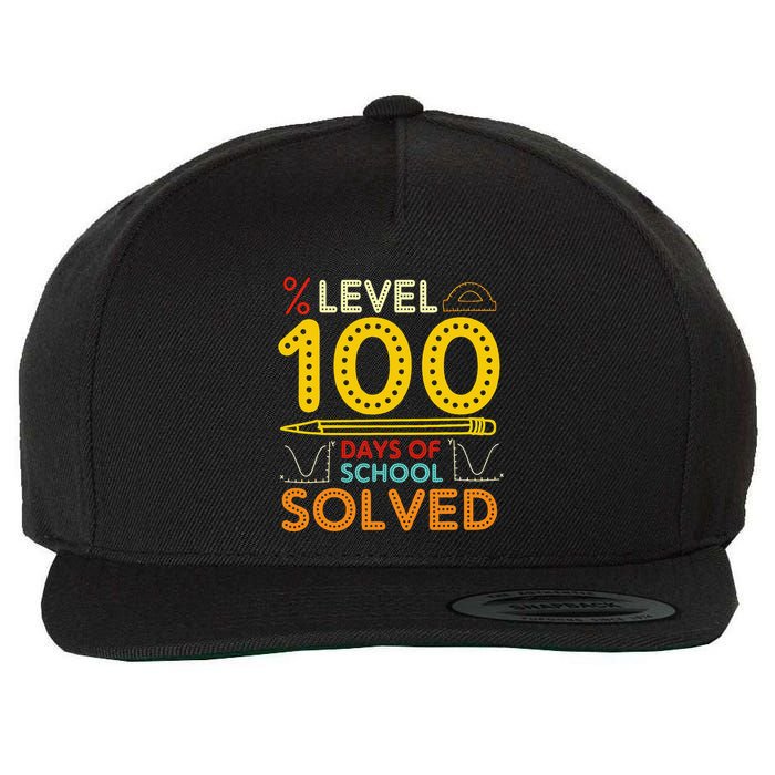 Level 100 Days Of School Solved Math Teacher Students Wool Snapback Cap
