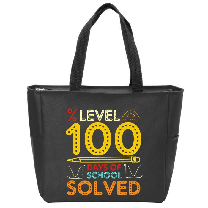Level 100 Days Of School Solved Math Teacher Students Zip Tote Bag