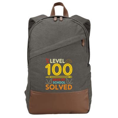 Level 100 Days Of School Solved Math Teacher Students Cotton Canvas Backpack