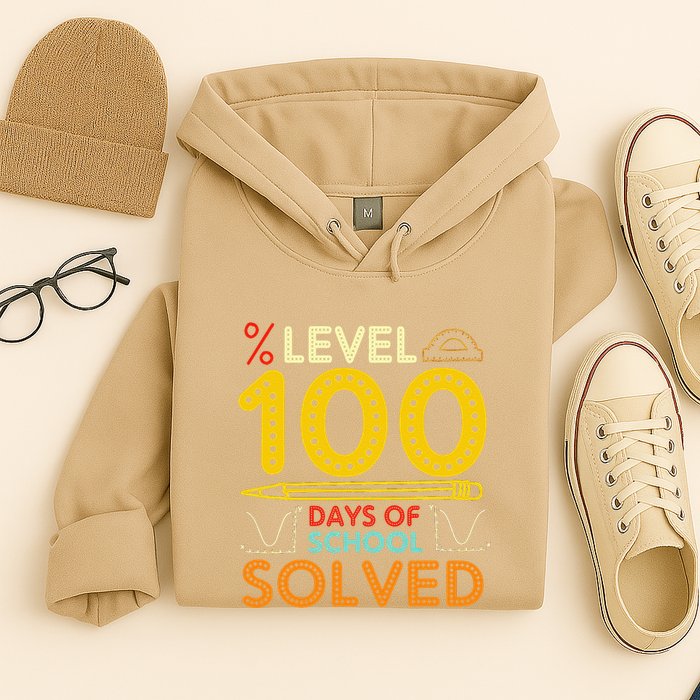 Level 100 Days Of School Solved Math Teacher Students Hoodie