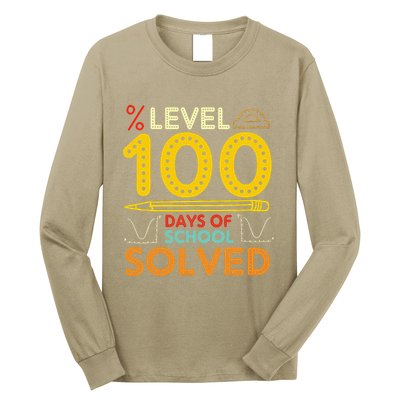 Level 100 Days Of School Solved Math Teacher Students Long Sleeve Shirt