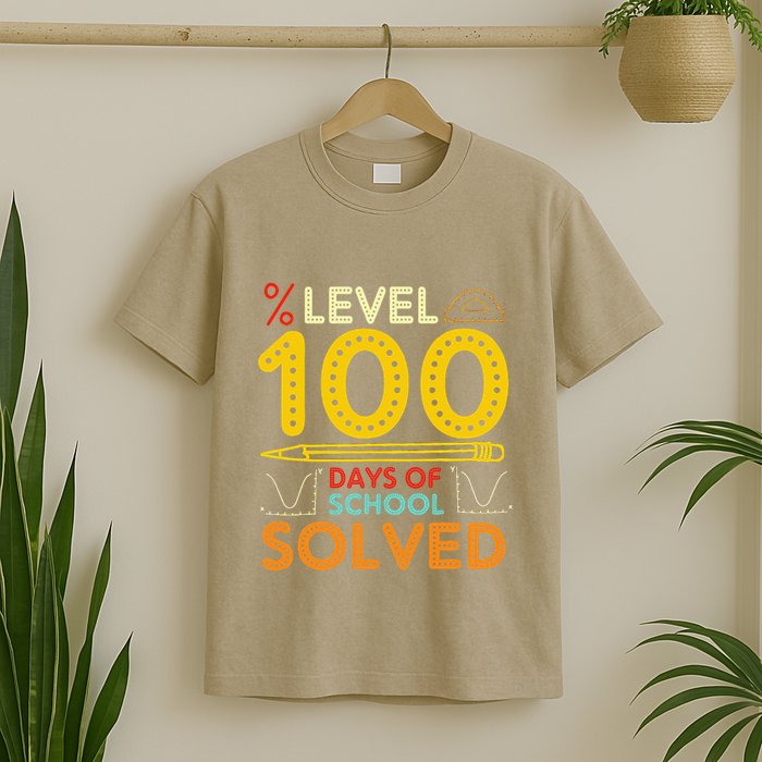 Level 100 Days Of School Solved Math Teacher Students T-Shirt