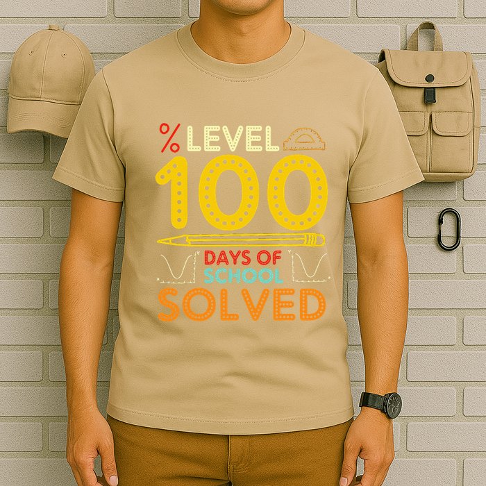 Level 100 Days Of School Solved Math Teacher Students T-Shirt