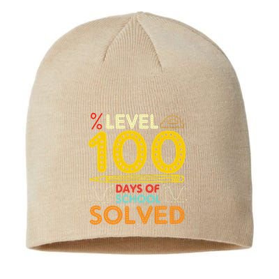 Level 100 Days Of School Solved Math Teacher Students Sustainable Beanie