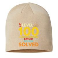 Level 100 Days Of School Solved Math Teacher Students Sustainable Beanie