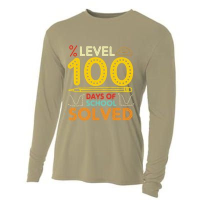 Level 100 Days Of School Solved Math Teacher Students Cooling Performance Long Sleeve Crew
