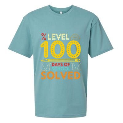 Level 100 Days Of School Solved Math Teacher Students Sueded Cloud Jersey T-Shirt