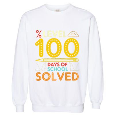 Level 100 Days Of School Solved Math Teacher Students Garment-Dyed Sweatshirt