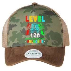 Level 100 Days Of School Unlocked Gamer funny Video Games Legacy Tie Dye Trucker Hat