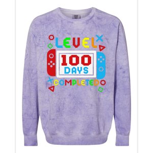 Level 100 Days Of School Complete Gamer Video Games Colorblast Crewneck Sweatshirt