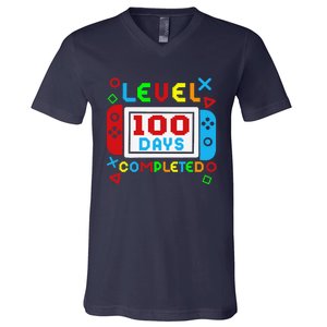 Level 100 Days Of School Complete Gamer Video Games V-Neck T-Shirt