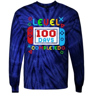 Level 100 Days Of School Complete Gamer Video Games Tie-Dye Long Sleeve Shirt