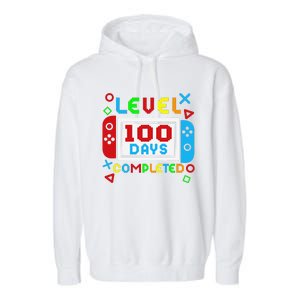 Level 100 Days Of School Complete Gamer Video Games Garment-Dyed Fleece Hoodie