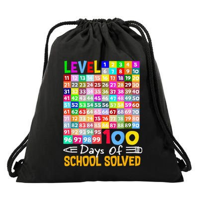 Level 100 Days Of School Solved Math Teacher Students Drawstring Bag