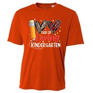 Loving 100 Days Of School Kindergarten Leopard Plaid Teacher Funny Gift Cooling Performance Crew T-Shirt