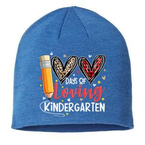 Loving 100 Days Of School Kindergarten Leopard Plaid Teacher Funny Gift Sustainable Beanie