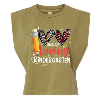 Loving 100 Days Of School Kindergarten Leopard Plaid Teacher Funny Gift Garment-Dyed Women's Muscle Tee