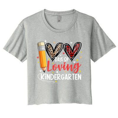 Loving 100 Days Of School Kindergarten Leopard Plaid Teacher Funny Gift Women's Crop Top Tee