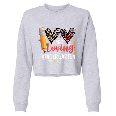 Loving 100 Days Of School Kindergarten Leopard Plaid Teacher Funny Gift Cropped Pullover Crew