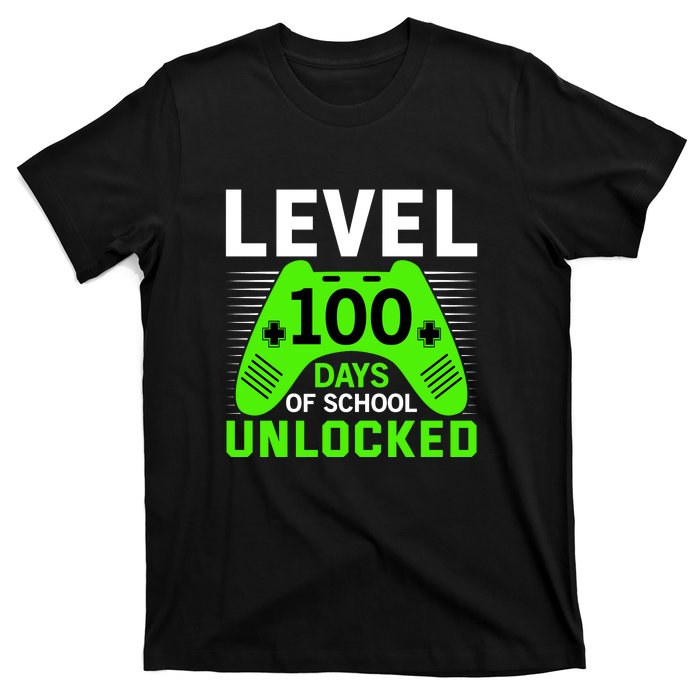 Level 100 Days Of School Unlocked Gamer Video Games Boys T-Shirt