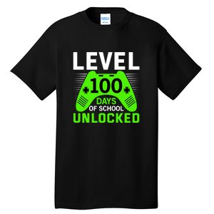 Level 100 Days Of School Unlocked Gamer Video Games Boys Tall T-Shirt