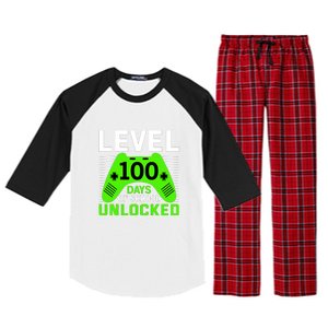 Level 100 Days Of School Unlocked Gamer Video Games Boys Raglan Sleeve Pajama Set