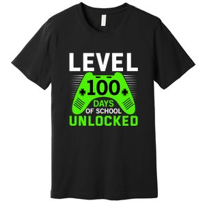 Level 100 Days Of School Unlocked Gamer Video Games Boys Premium T-Shirt