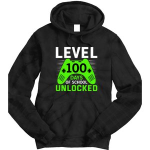 Level 100 Days Of School Unlocked Gamer Video Games Boys Tie Dye Hoodie